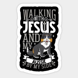 Jesus and dog - Australian Shepherd Sticker
